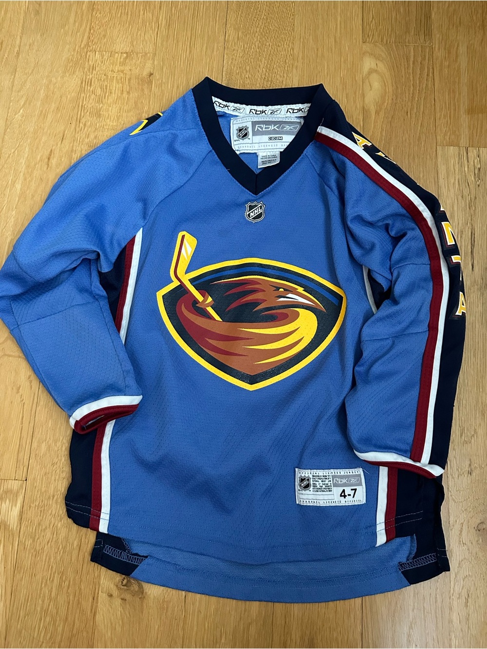Vintage Atlanta Thrashers Rbk Reebok NHL Jersey Youth 4-7 Powder Blue CCM